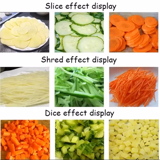 Potato Carrot Apple Dices Cubes Strips Shreds Slices Cutter Fruit Vegetable Cutting Machine